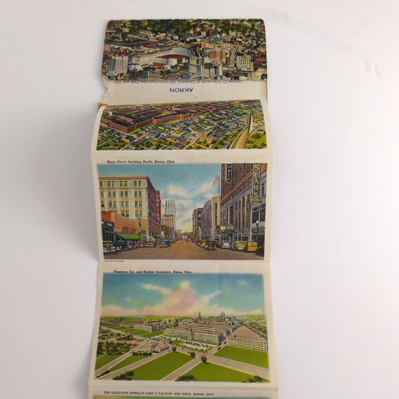 Souvenir Folder of Akron Ohio 1930s Fold-Out Linen Postcards OH Building Stadium - Picture 11 of 11